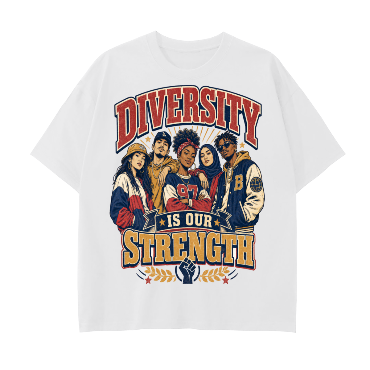 Diversity is our strength-Drop Shoulder Cotton T-Shirt