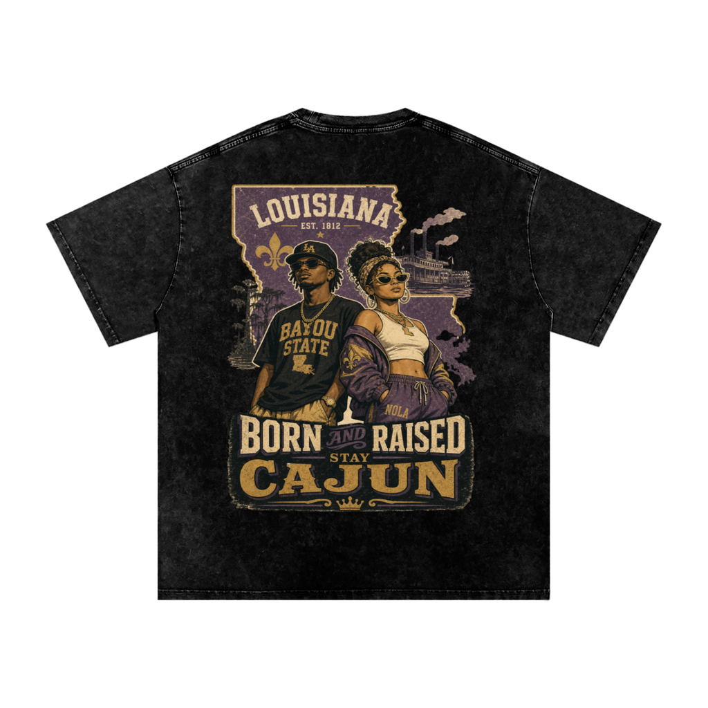 Louisiana-Snow Washed Oversized Cotton T-Shirt