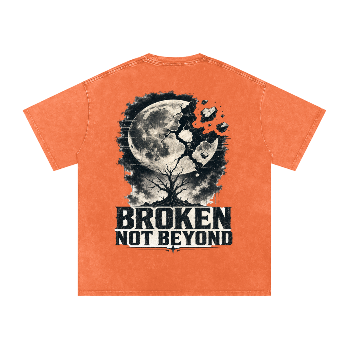 Broken not beyond-Snow Washed Oversized Cotton T-Shirt