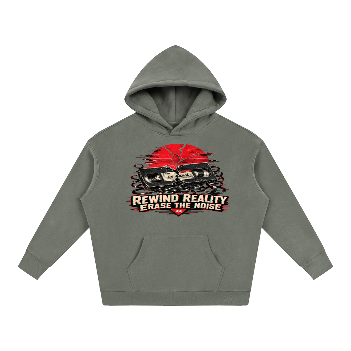 Rewind reality erase the noise-Oversize Fleeced Hoodie