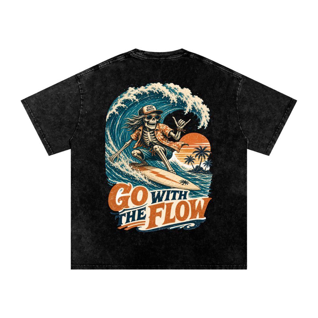 Go with the flow-Snow Washed Oversized Cotton T-Shirt