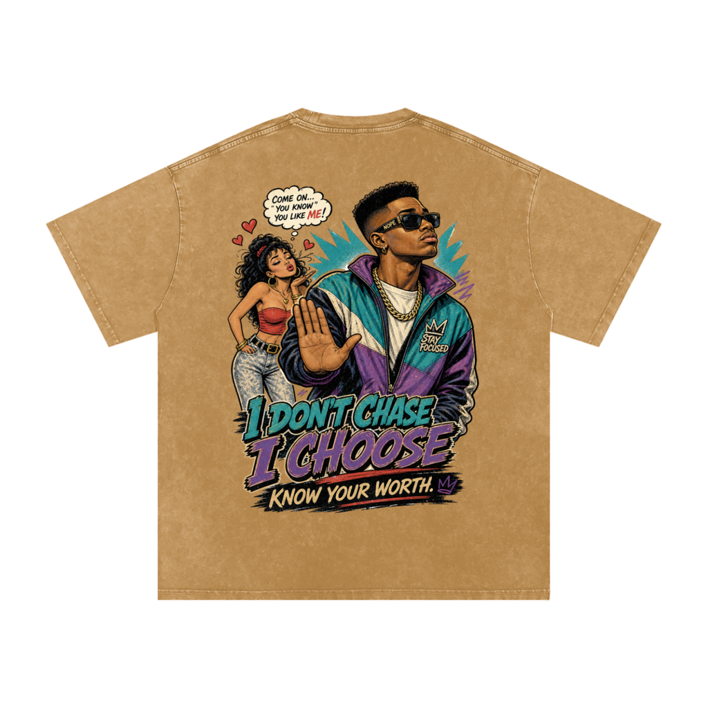 I don't chase-Snow Washed Oversized Cotton T-Shirt