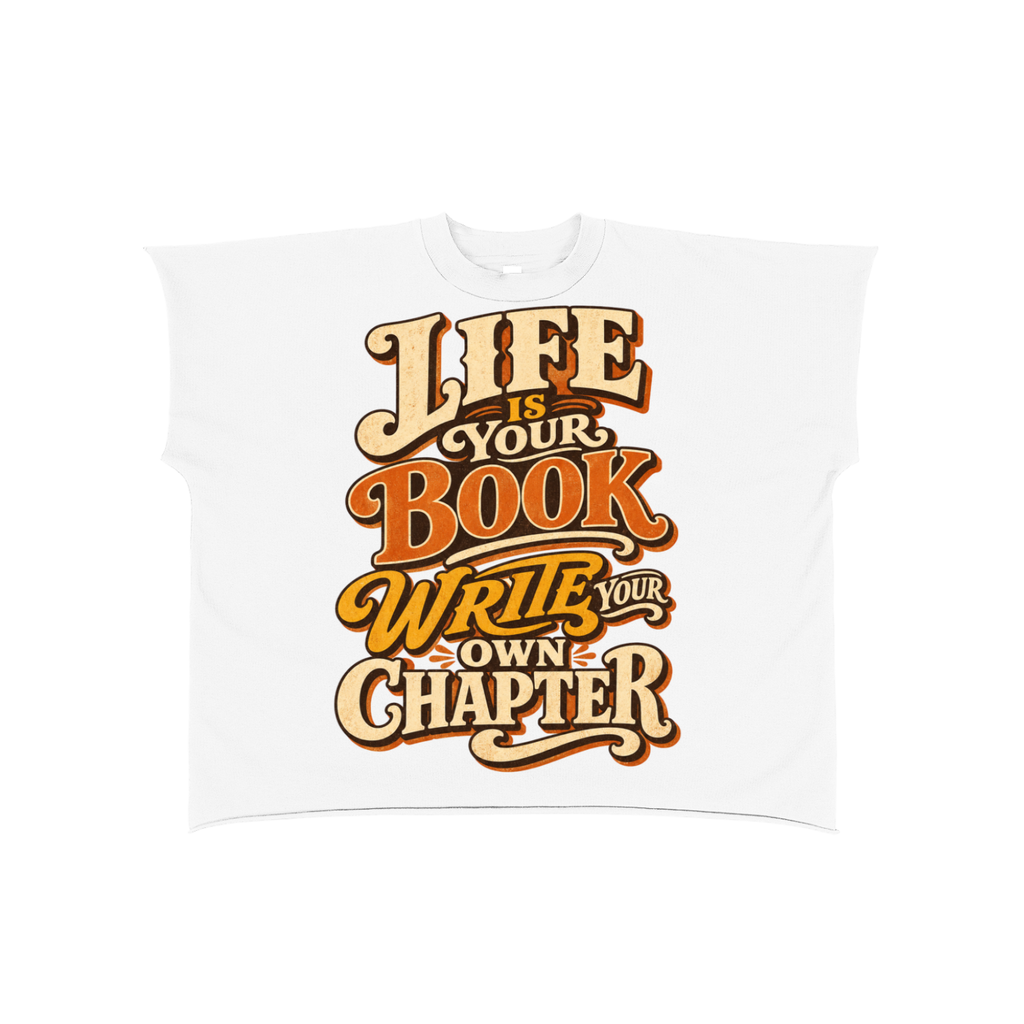 Life is your book-Raw Edge Boxy Non-Shrink T-Shirt