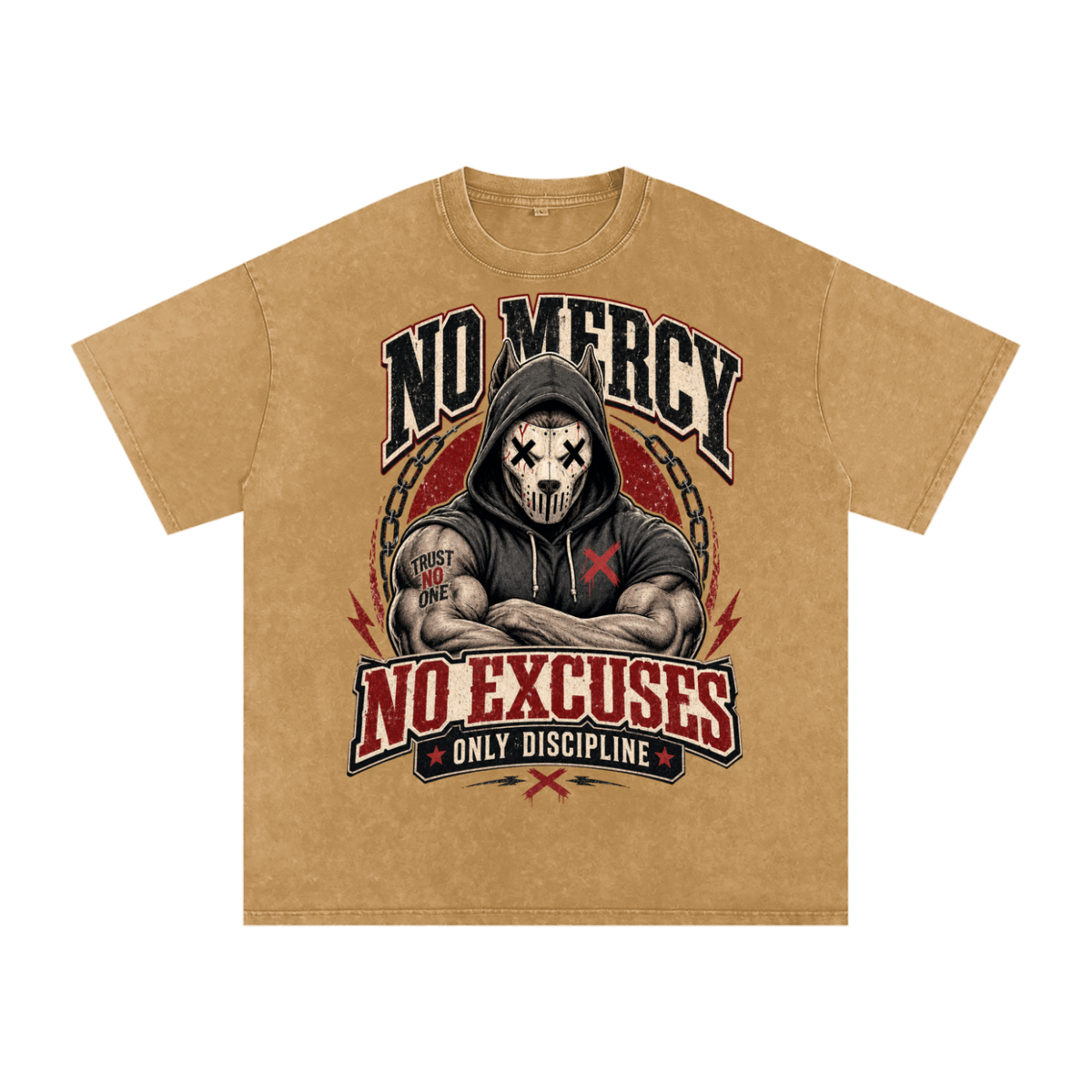 No mercy No excuses-Snow Washed Oversized Cotton T-Shirt