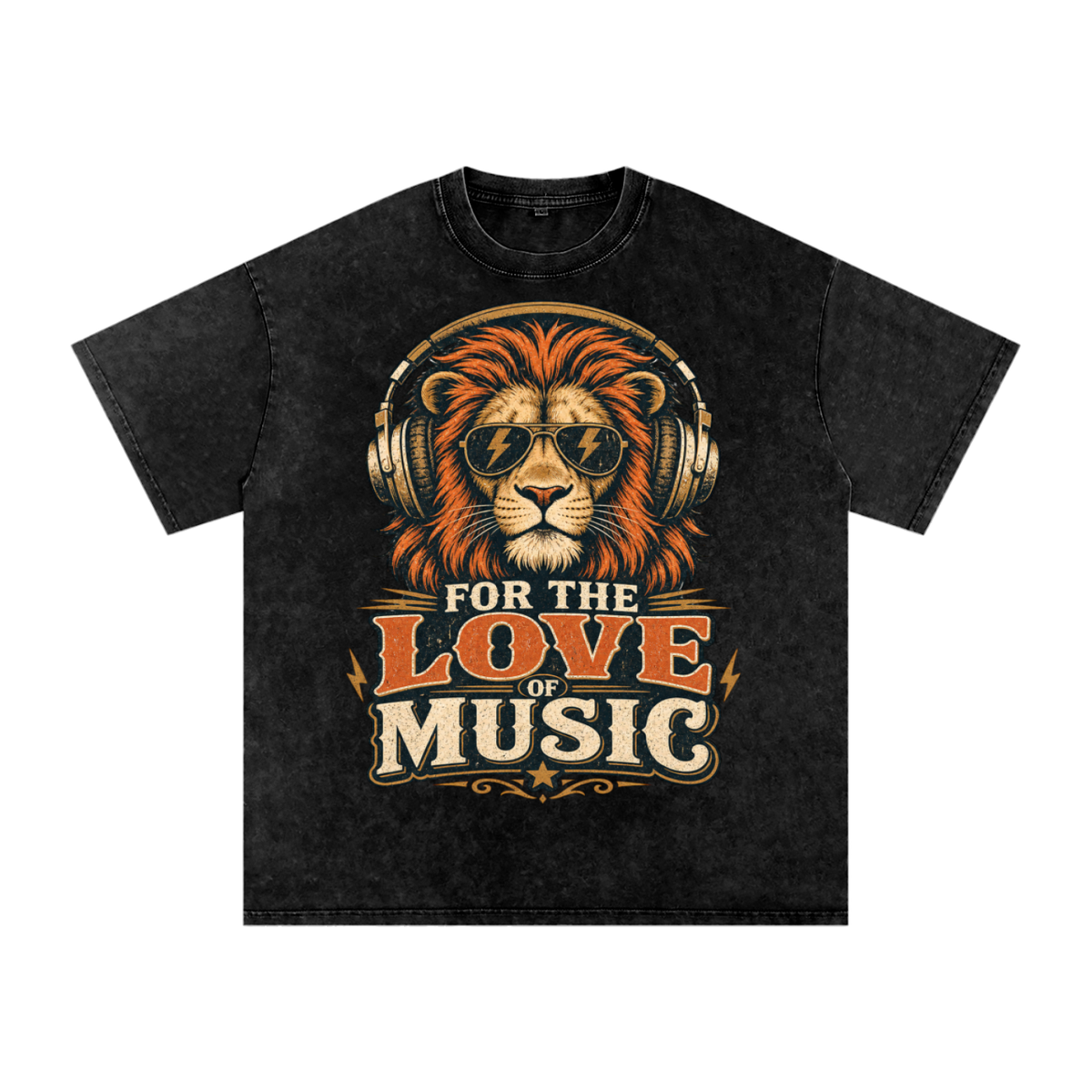 For the love of music-Snow Washed Oversized Cotton T-Shirt