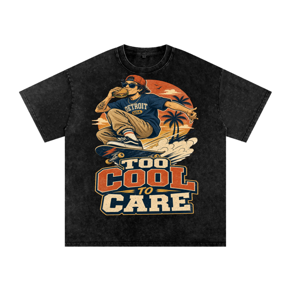 Too cool to care-Snow Washed Oversized Cotton T-Shirt
