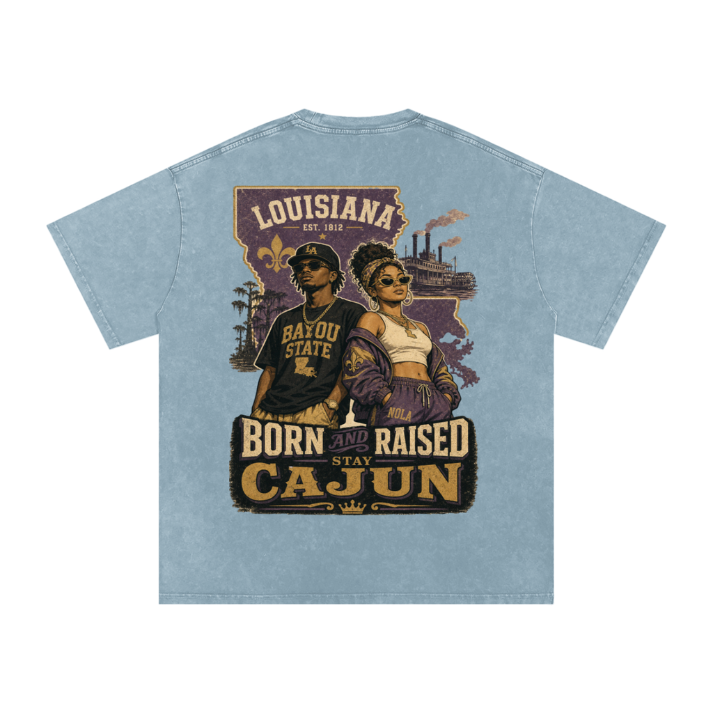 Louisiana-Snow Washed Oversized Cotton T-Shirt