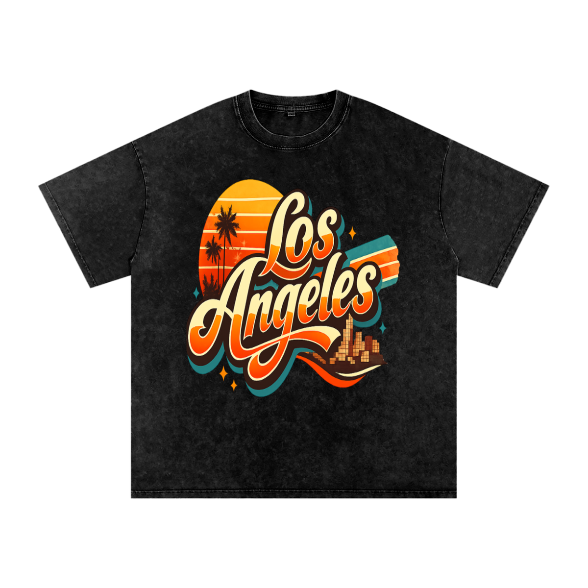 Los Angeles-Snow Washed Oversized Cotton T-Shirt