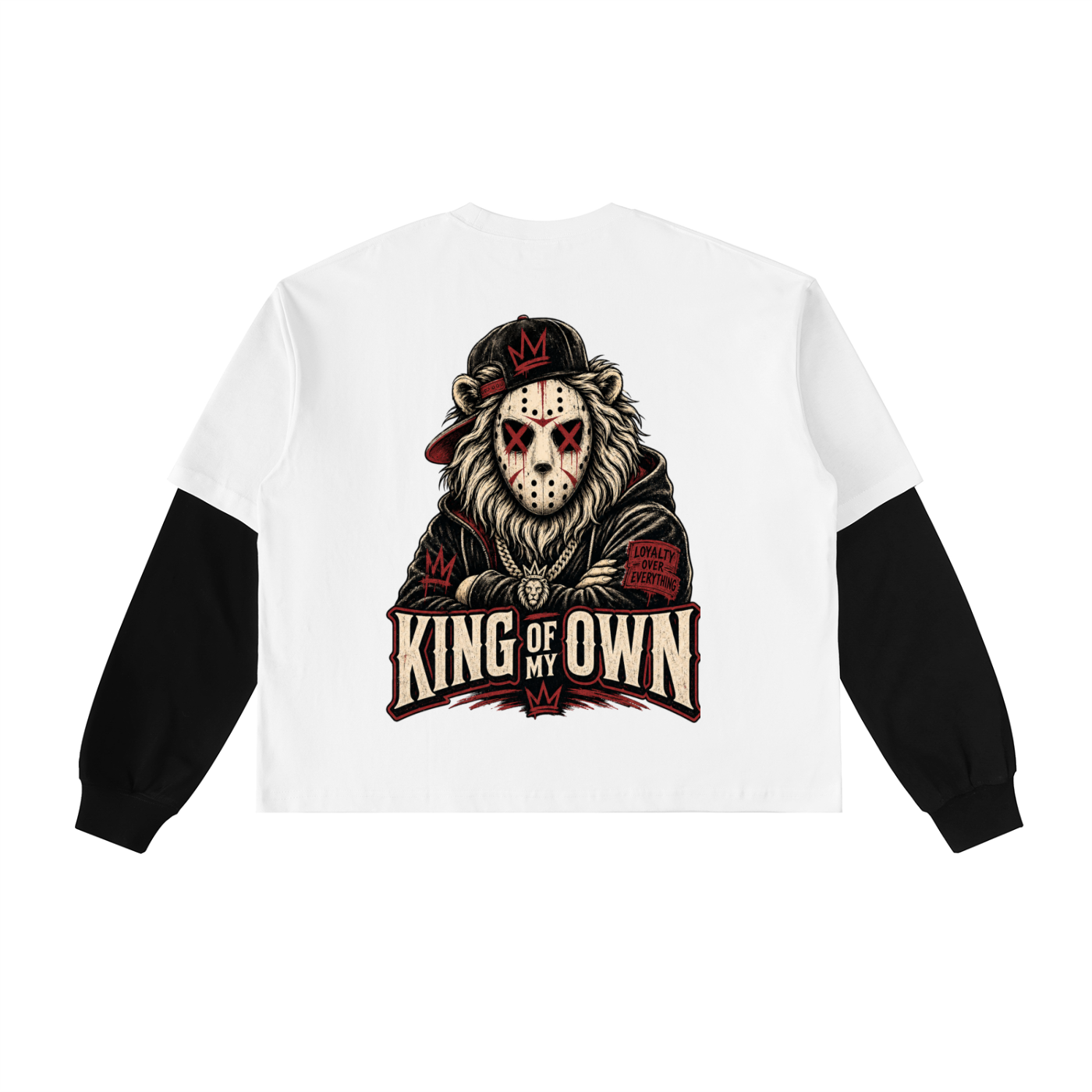 King of my own Layered Contrast Sleeve Cotton T-Shirt(This item is shipped from oversees ship time may be longer)