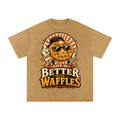 Life is better with waffles-Snow Washed Oversized Cotton T-Shirt