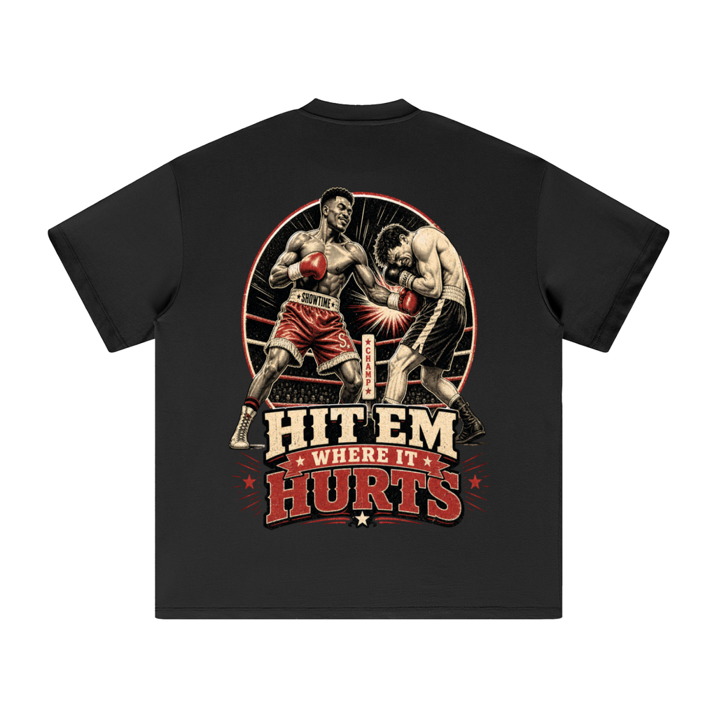 Hit em where it hurts-Heavyweight Earth Tone T-Shirt
