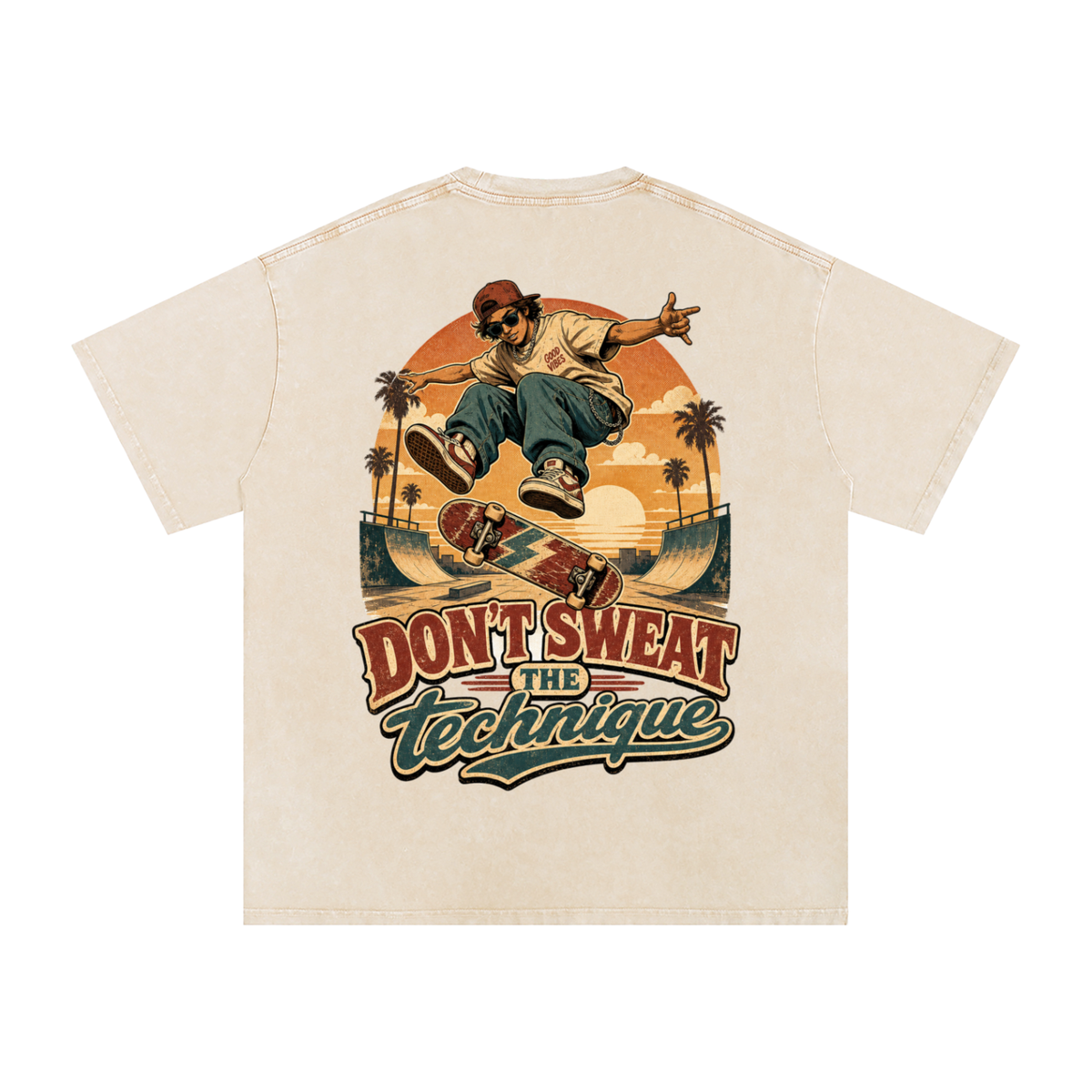 Don't sweat the technique-Snow Washed Oversized Cotton T-Shirt