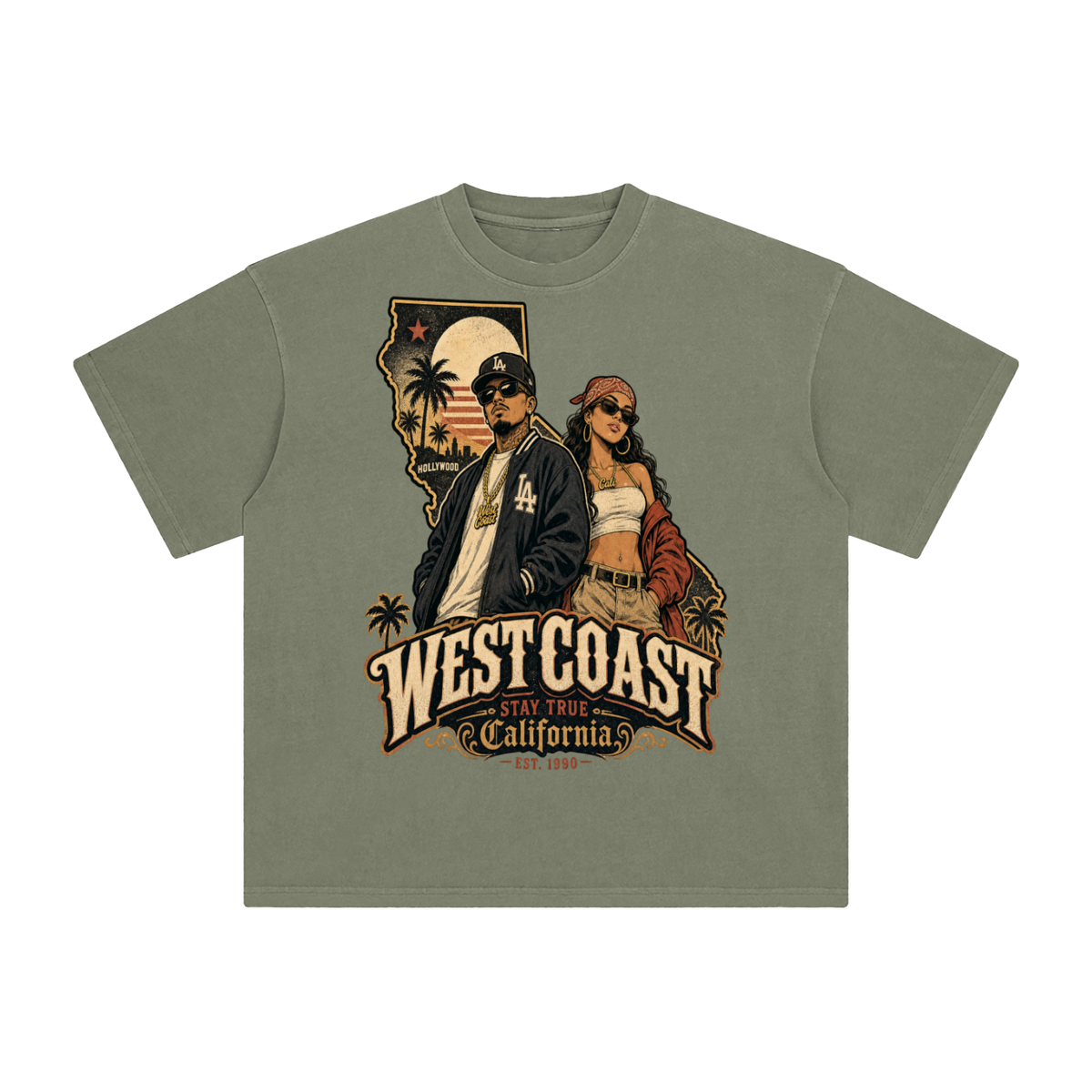 West coast-Enzyme Washed T-Shirt