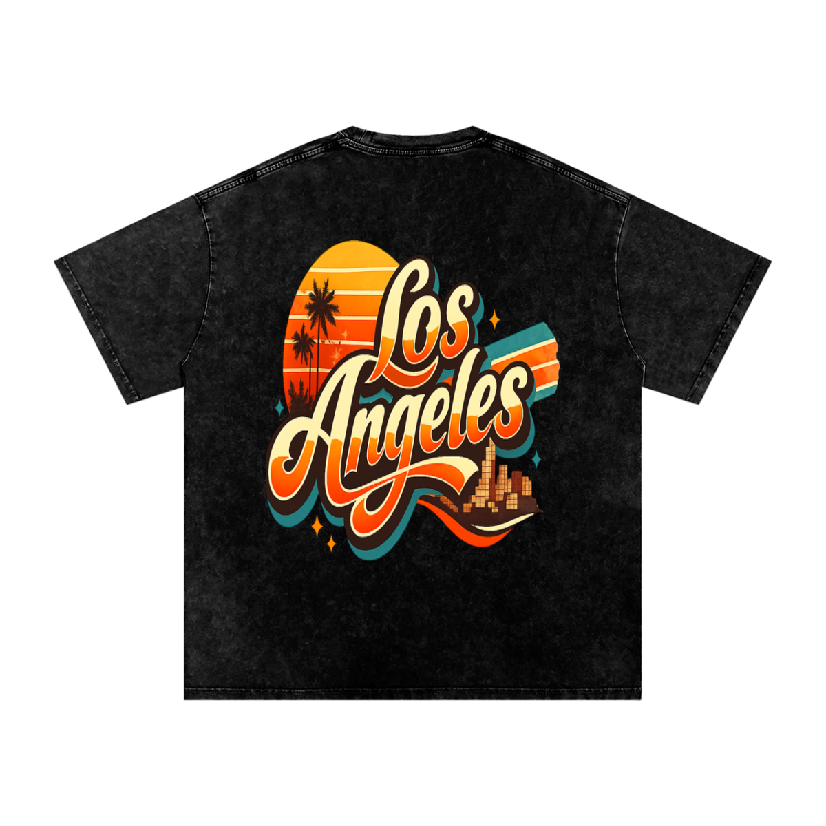 Los Angeles-Snow Washed Oversized Cotton T-Shirt