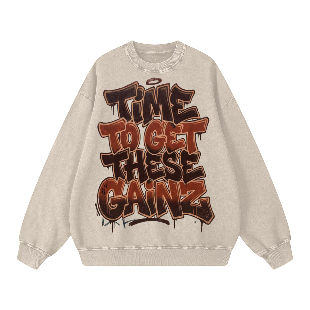 Time to get these gainz-Snow Washed Oversized Sweatshirt