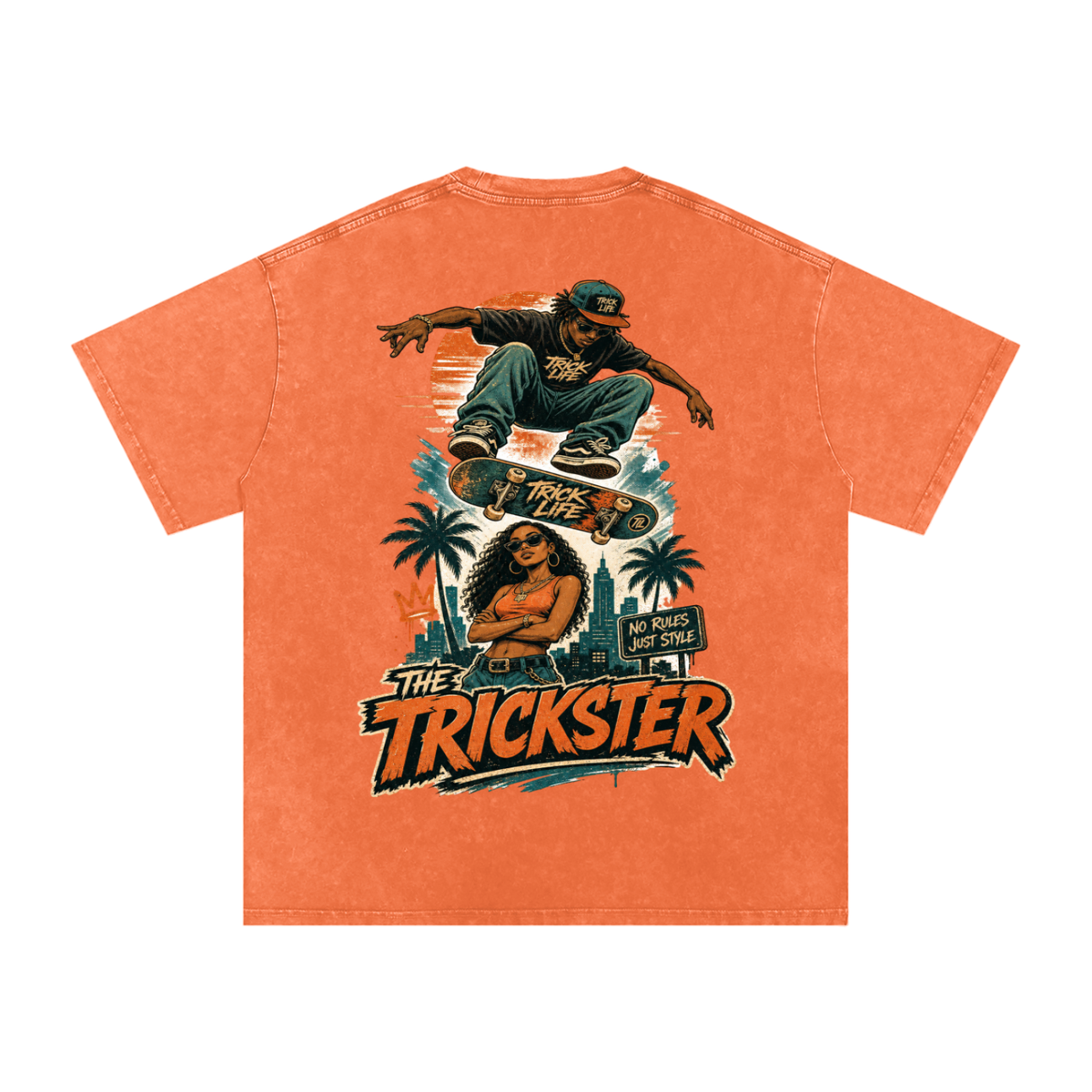 The trickster-Snow Washed Oversized Cotton T-Shirt