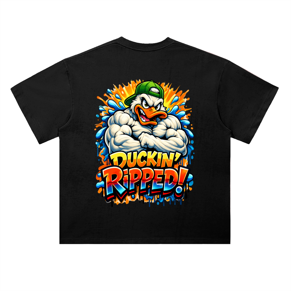 Duckin ripped-Heavyweight Drop Shoulder Cotton T-Shirt