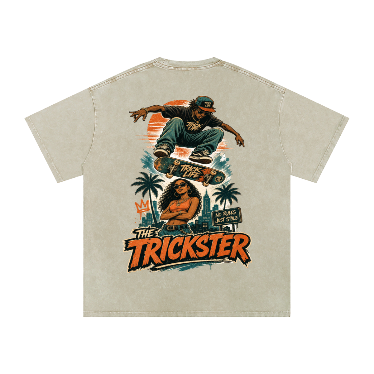 The trickster-Snow Washed Oversized Cotton T-Shirt