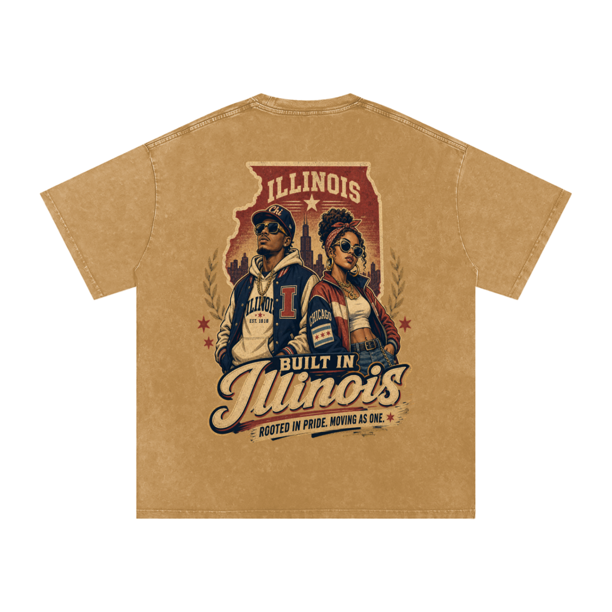 Built in Illinois-Snow Washed Oversized Cotton T-Shirt