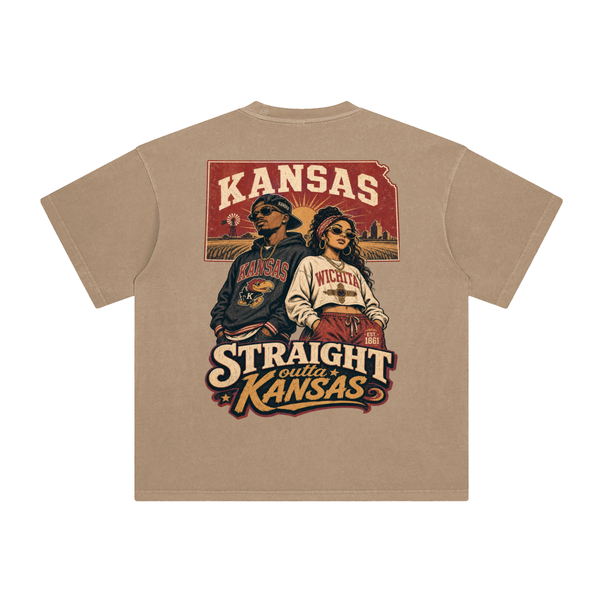 Kansas-Enzyme Washed T-Shirt