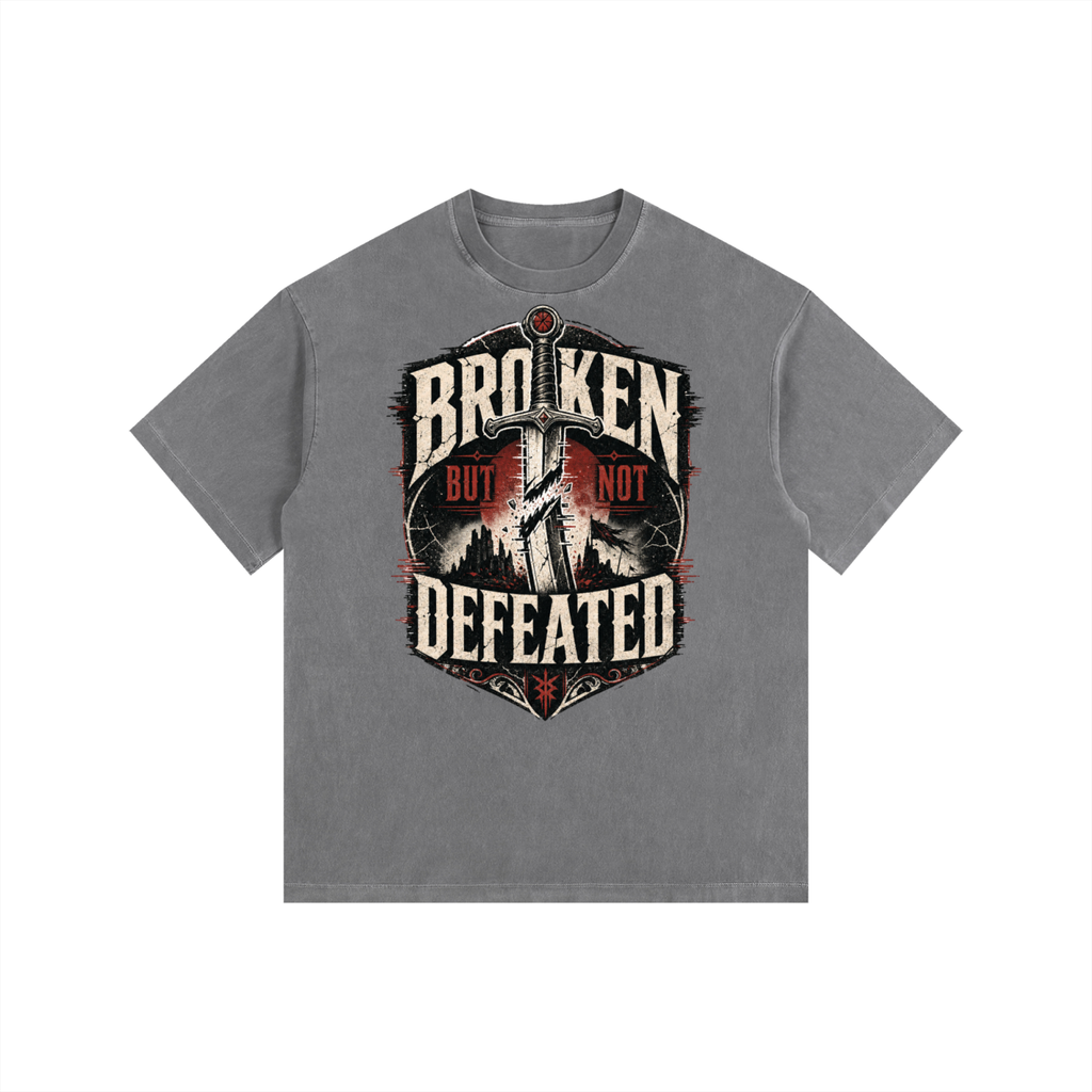 Broken But Not Defeated Vintage Washed Oversized T-Shirt