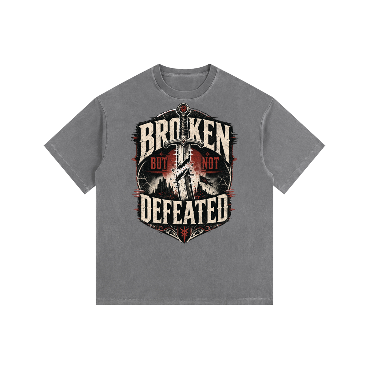 Broken But Not Defeated Vintage Washed Oversized T-Shirt