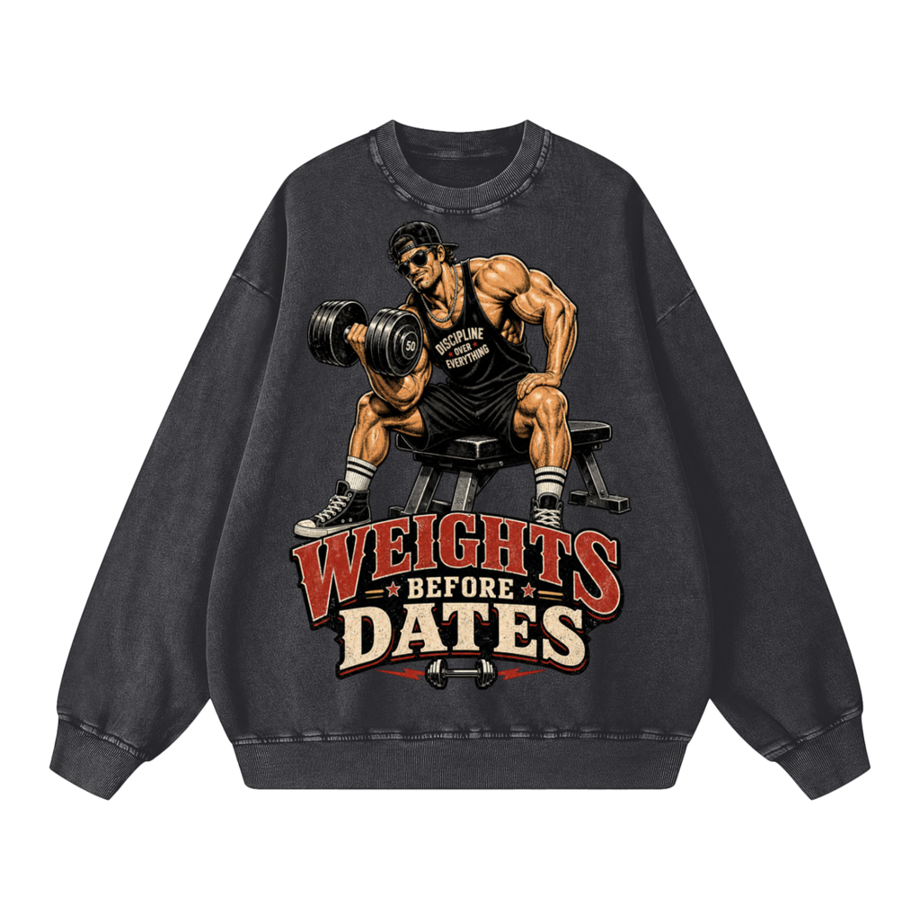 Weights Before Dates — Oversized Snow Washed Sweatshirt