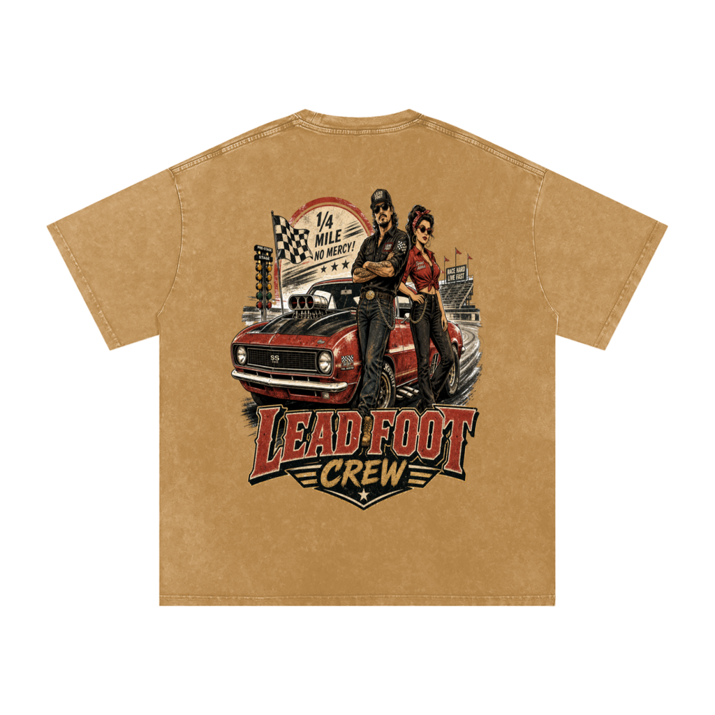 Lead foot crew-Snow Washed Oversized Cotton T-Shirt