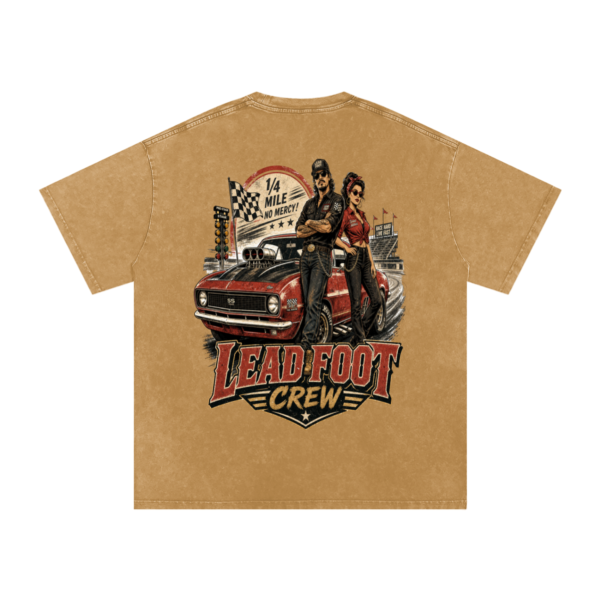 Lead foot crew-Snow Washed Oversized Cotton T-Shirt