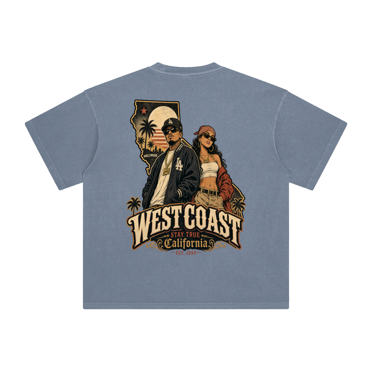 West coast-Enzyme Washed T-Shirt