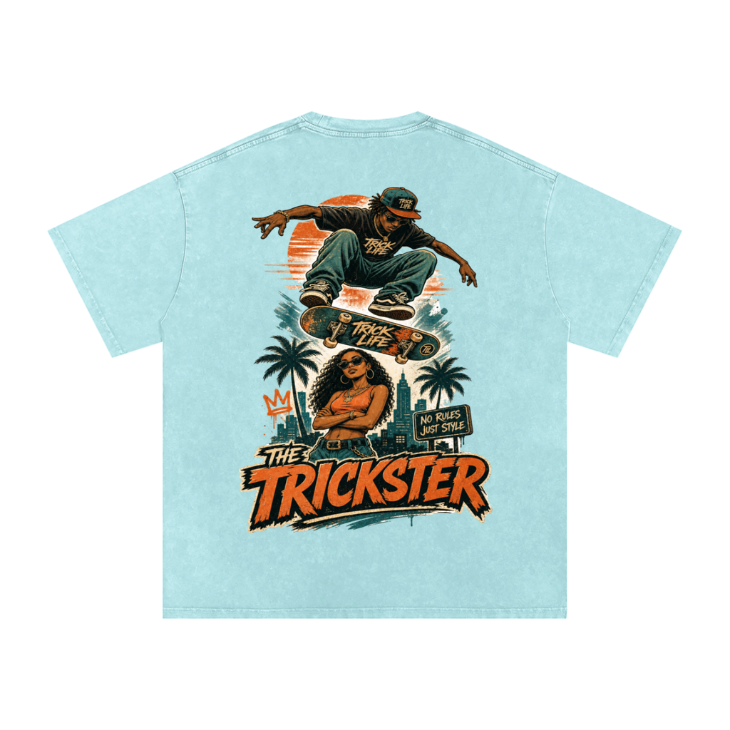 The trickster-Snow Washed Oversized Cotton T-Shirt