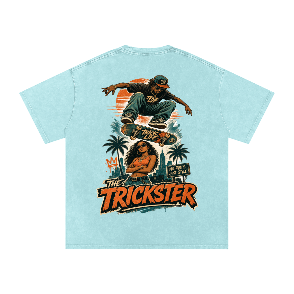 The trickster-Snow Washed Oversized Cotton T-Shirt