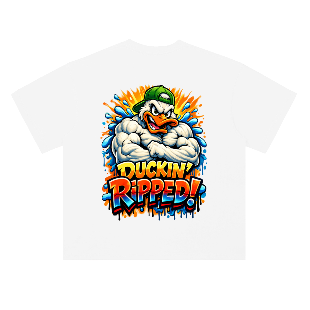 Duckin ripped-Heavyweight Drop Shoulder Cotton T-Shirt