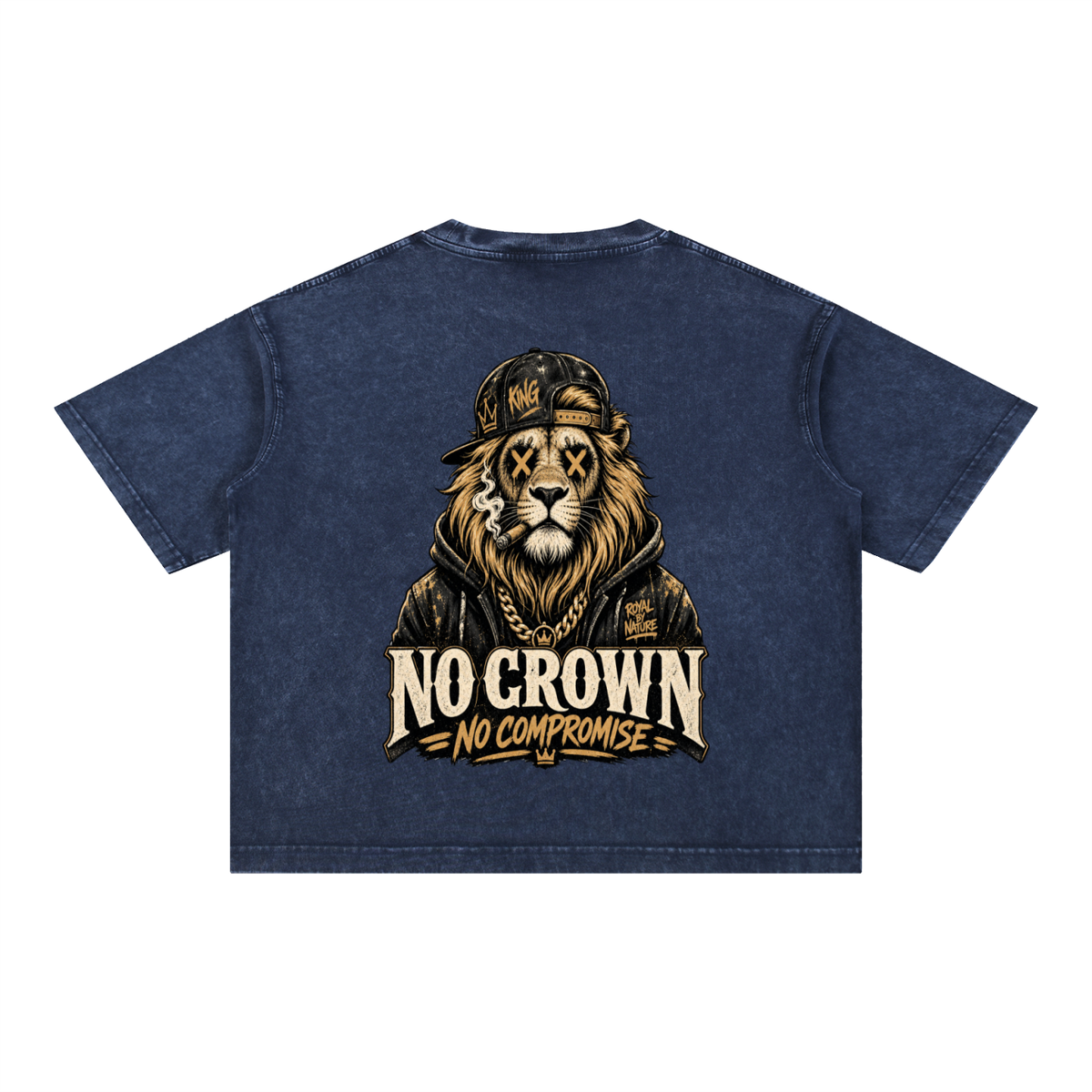 No crown no compromise-Mineral Wash Boxy Cotton T-Shirt