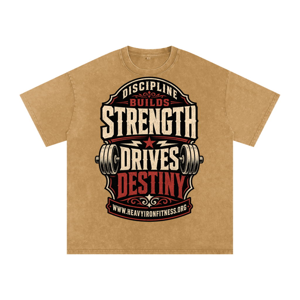Discipline builds strength-Snow Washed Oversized Cotton T-Shirt
