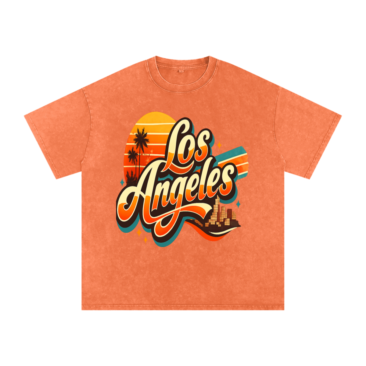 Los Angeles-Snow Washed Oversized Cotton T-Shirt