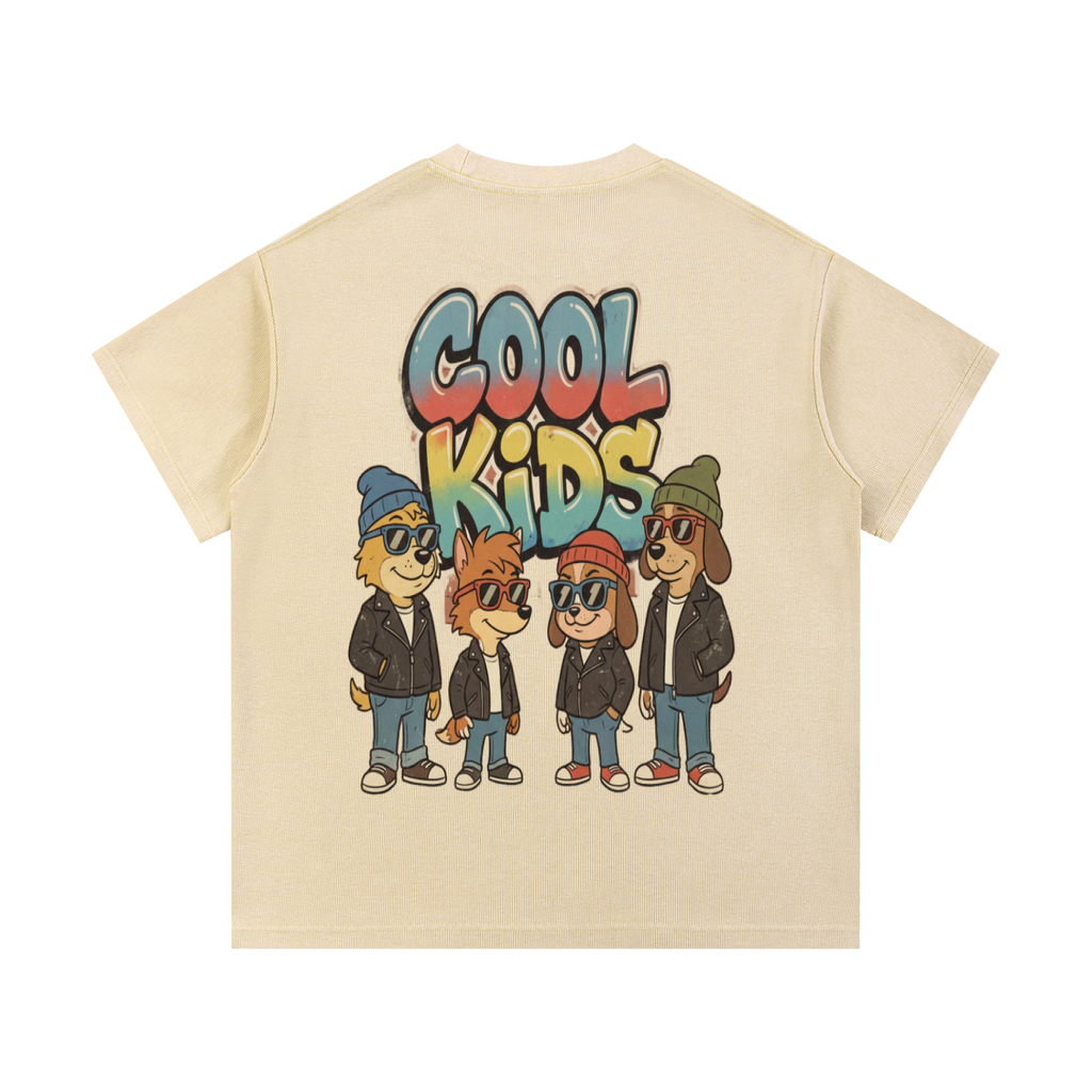 Cool kids-Mineral Wash Waffle Knit T-Shirt