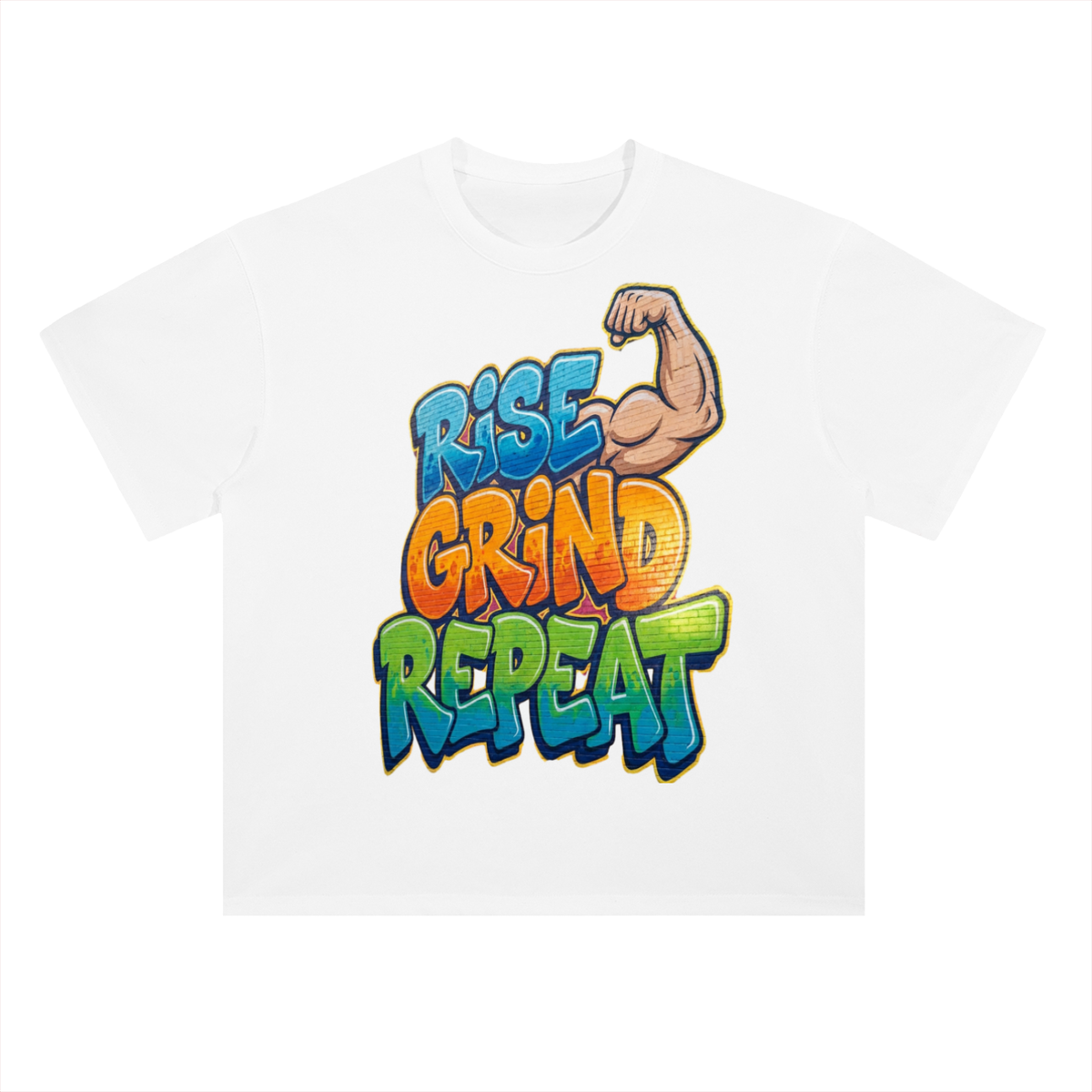 Rise grind repeat-Heavyweight Drop Shoulder Cotton T-Shirt