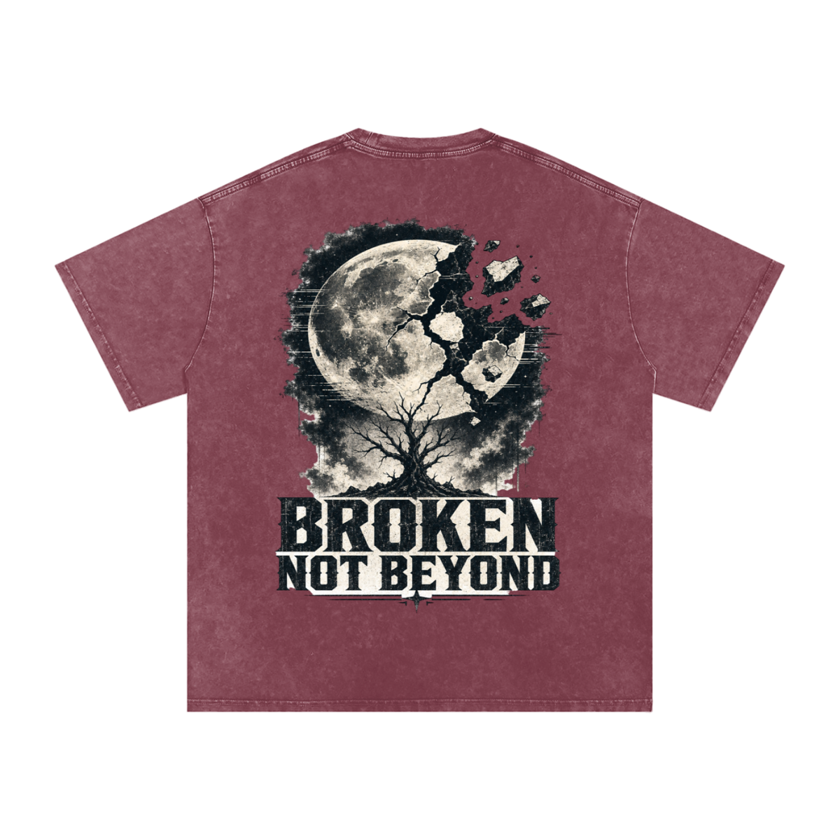 Broken not beyond-Snow Washed Oversized Cotton T-Shirt