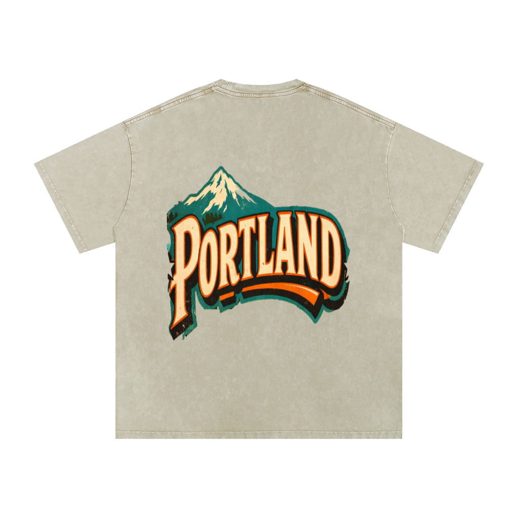 Portland-Snow Washed Oversized Cotton T-Shirt