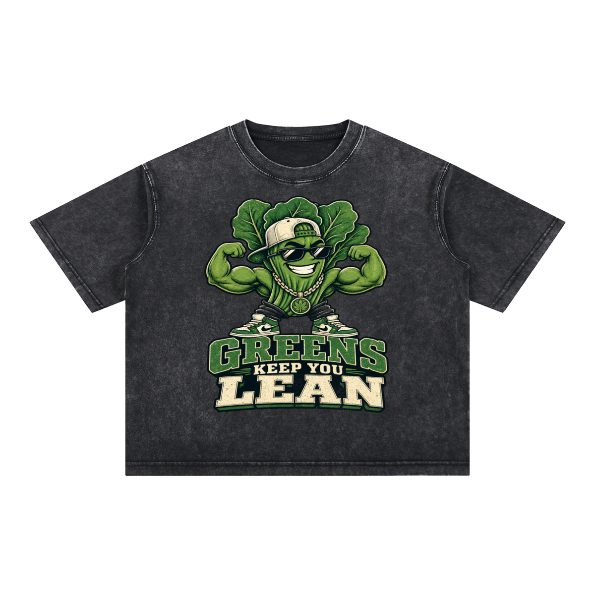 Greens keep you lean-Mineral Wash Boxy Cotton T-Shirt