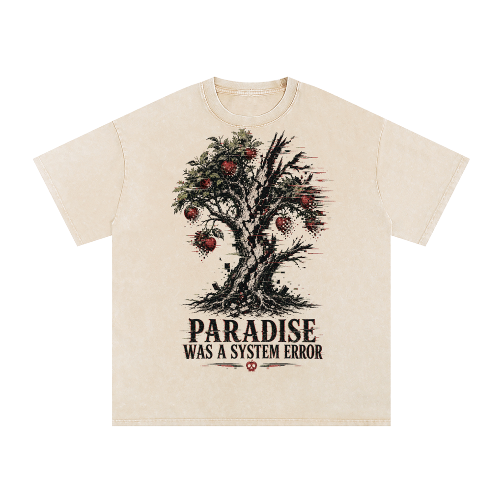 Paradise was a system error-Snow Washed Oversized Cotton T-Shirt