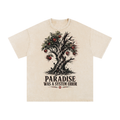 Paradise was a system error-Snow Washed Oversized Cotton T-Shirt