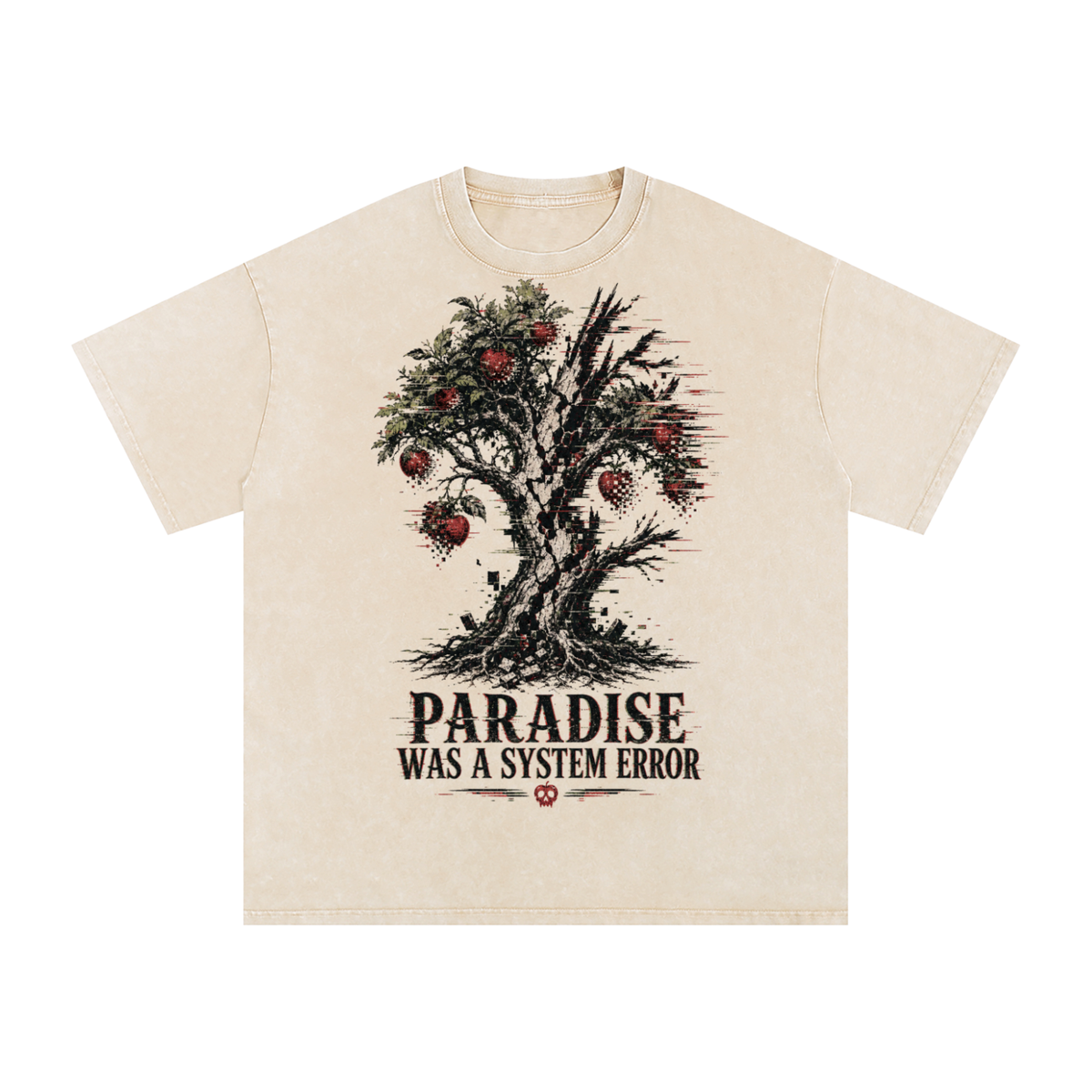 Paradise was a system error-Snow Washed Oversized Cotton T-Shirt