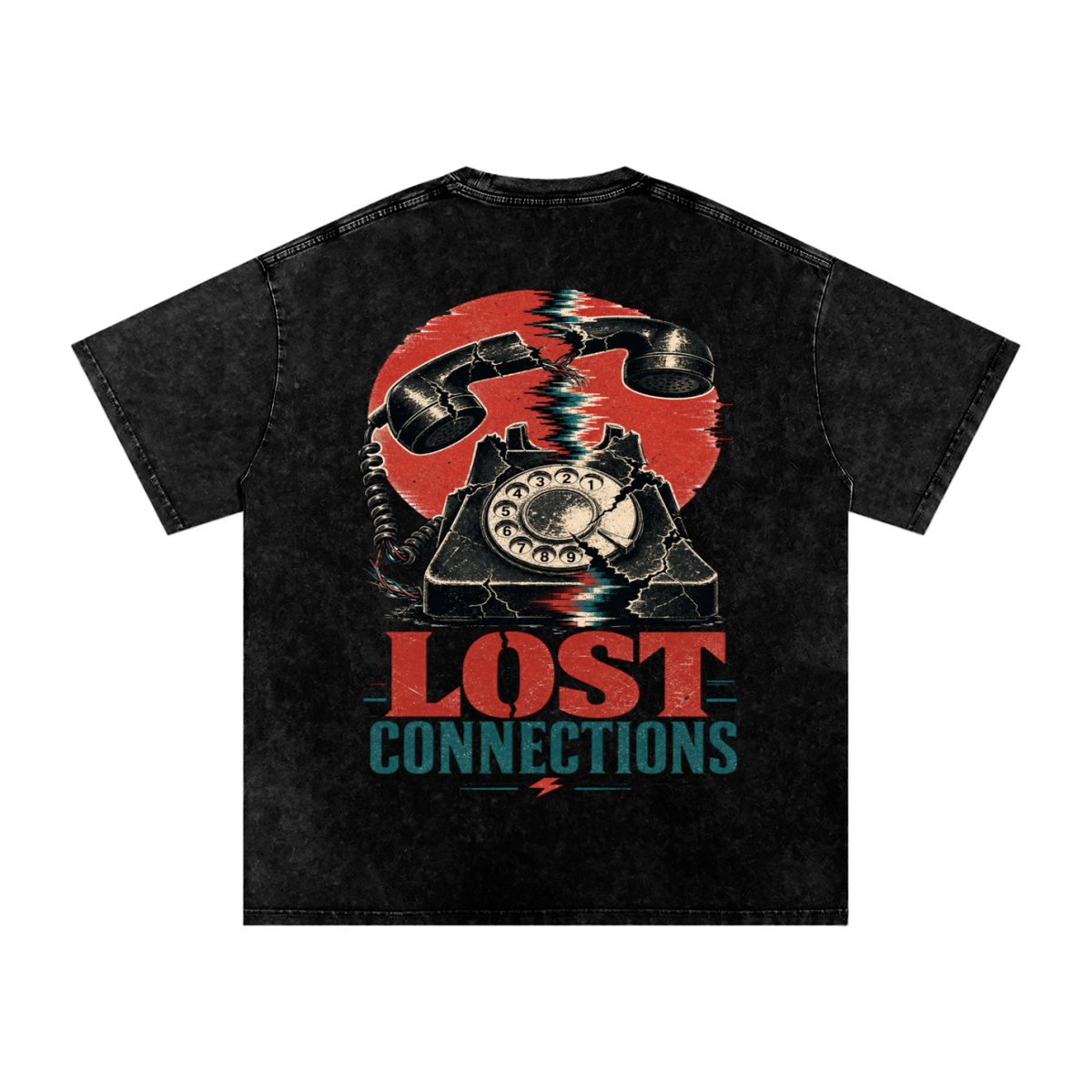 Lost connections-Snow Washed Oversized Cotton T-Shirt