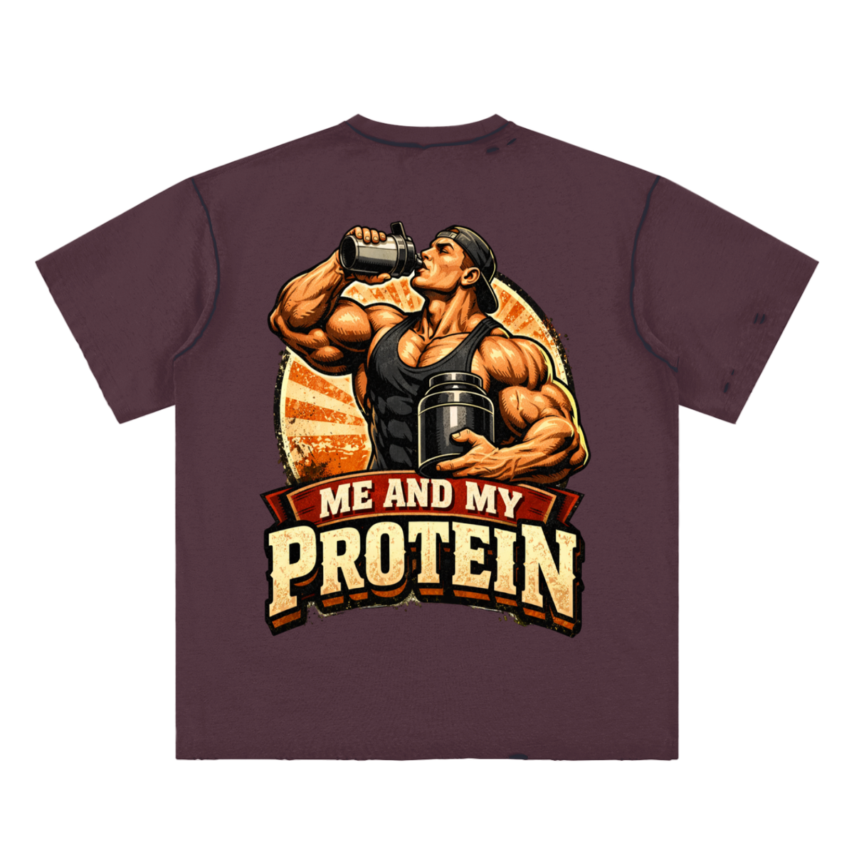 Me and my protein-Hand-frayed Reversible T-shirt