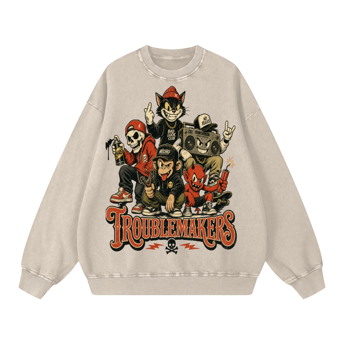 Trouble Makers — Oversized Snow Washed Sweatshirt