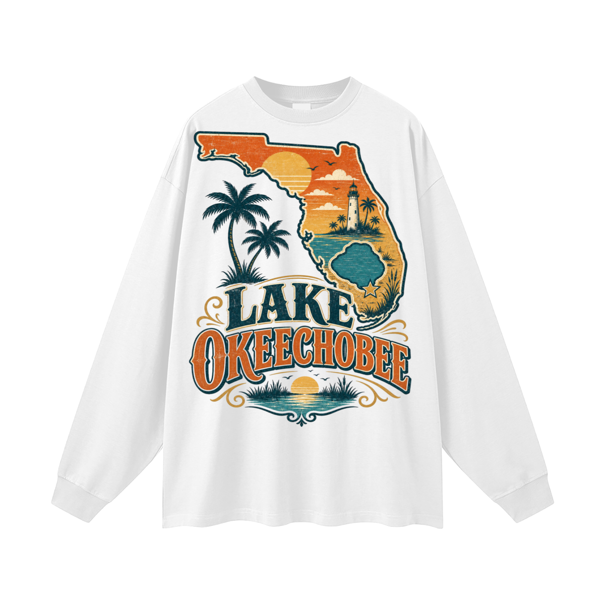 Lake Okeechobee-Oversized Unisex Long Sleeve T-Shirt