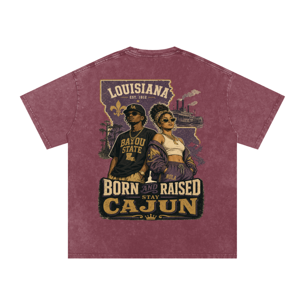 Louisiana-Snow Washed Oversized Cotton T-Shirt