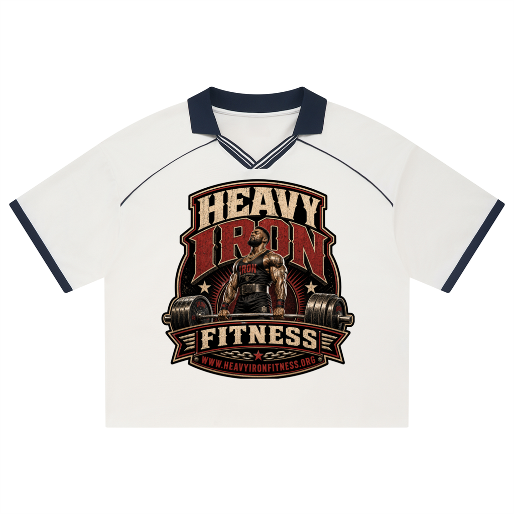 Heavy iron fitness-Unisex Collared Piping Boxy Soccer Jersey
